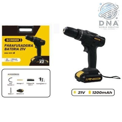 PARAFUSADEIRA RECARREGAVEL C/2 BATERIAS 21V BOM 9970