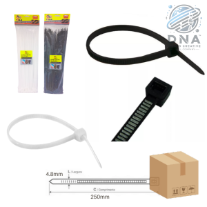 ABRAÇADEIRA DE NYLON 4,8 X 250MM C/100 FBG - 3051PRETA