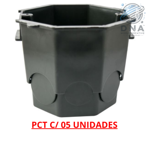 CAIXA DE LUZ SEXTAVADA OCTOGONAL PRETA C/ 5 UNIDADES